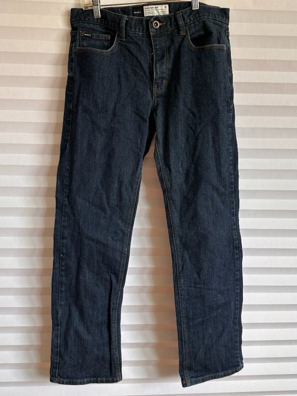 RVCA Regulars Dark Rinse Straight Leg Denim Jeans Mens Size 32 Classic